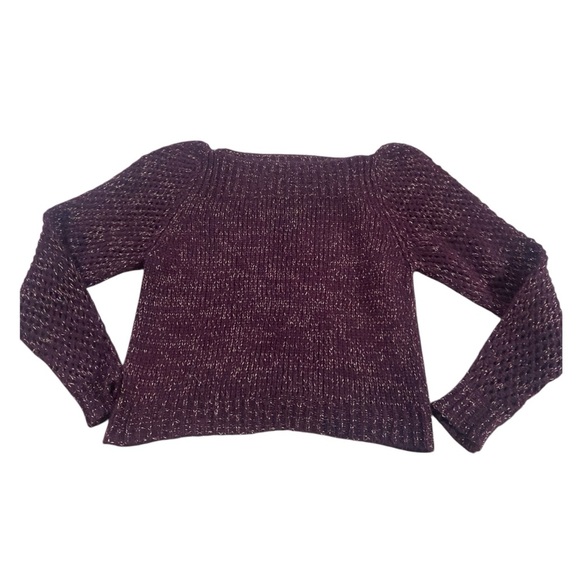 LoveShackFancy Rosie Pullover Sweater Alpaca Plum/Gold Sz L - Picture 2 of 4